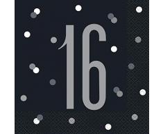 Unique Party- Serviettes de Table en Papier, 83542, Noir et argenté