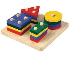 PlanToys - PT2403 - Jouet en bois - Jeu déveil - Empilages Géométriques