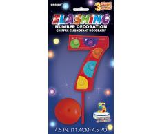 Unique Party - 37037 - Décoration à Gâteau Clignotante Numéro 7