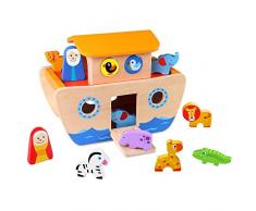 Tooky Toy Jeux en bois - Jouet en bois lArche de Noé, Multicolore