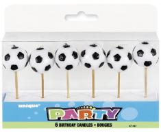 Unique Party - 71187 - Paquet de 6 Bougies - Forme de Ballon de Football
