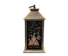 Gifts 4 All Occasions Limited Shatchi Lanterne de Noël rustique en PVC doré Blanc chaud Décoration de Noël