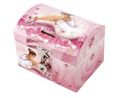 TROUSSELIER - Ballerine - Tirelire à Cadenas & Boîte à Bijoux Musicale - Idéal Cadeau Jeune Fille - Musique Beautiful Dreamer - Colori Rose