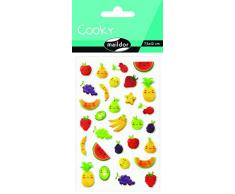 Maildor CY024O - Un sachet de gommettes 3D Cooky 1 planche 7,5x12cm, Kawaï fruits (30 stickers)
