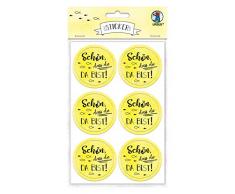 Ursus 59510013F Lot de 24 Stickers adhésifs Motif DASS du da Bist 4,8 cm, Jaune Citron