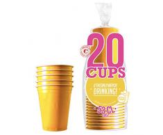 Pack de x20 Original Yellow Cups Officiels | Gobelets Américains 53cl Jaunes | Beer Pong | Qualité Premium | Gobelets en Plastique Réutilisables | Lavables Main et Lave-Vaisselle | OriginalCup®