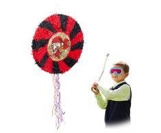 Relaxdays- Pinata à Suspendre Ronde Pirates pour Enfants à remplir Anniversaire Jeux décoration, Rouge Noir, 10025185