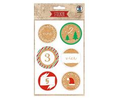 Ursus 59520002F Lot de 24 Autocollants avec Chiffres de lAvent et Motifs hivernaux pour bricoler des calendriers de lAvent personnalisés Diamètre env. 4,8 cm, Multicolore