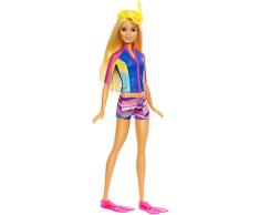 Barbie La Magie des Dauphins Poupée Blonde avec Figurine de Chien, Dauphin Sonore, et Accessoires, Jouet pour Enfant, FBD63