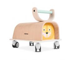 Lalaloom LIONER - Marcheur pour bébés marcheur en bois jouet déquilibre pour enfants avec roues jaune