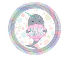 Amscan 9904592 Narwhal Lot de 8 assiettes en carton 23 cm