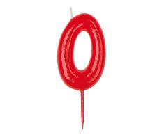 Dekora-345181 Bougie dAnniversaire Traditionnelle Numéro 0 345181, Rouge
