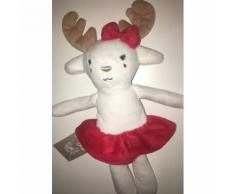 Doudou Renne Elan Cerf Noel Blanc Tutu Rouge Noeud Peluche Bebe Enfant Jouet Z Generation