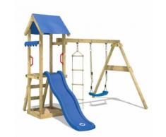 Aire De Jeux Wickey Tinycabin Portique En Bois Tour D¿Escalade Avec Balançoire, Toboggan Et Bac À Sable