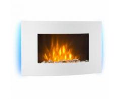 Klarstein Lausanne Cheminée électrique design avec 2 puissances de chauffage : 1000W & 2000W - Simulation réaliste de flammes - Fonction lumièere tamisée - Télécommande - Blanche