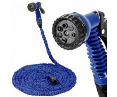 Tuyau d'Arrosage 30 m Multifonction Extensible avec Pistolet 7 Jets Bleu TECTAKE
