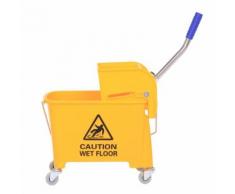 Chariot de nettoyage lavage seau de ménage 20 L avec essoreur et séparateur eau sale propre jaune 63 x 27 x 67 cm neuf 02