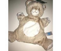 Doudou Ours Tex Baby Marionnette Ourson Peluche Bebe Naissance Beige Blanc Caramel Jouet Eveil Nounours