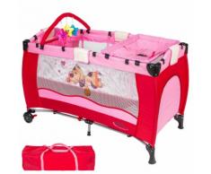 Tectake Lit Enfant Bébé Parapluie De Voyage Pliant Réglable + Accessoires 132 Cm X 75 Cm X 104 Cm Rose