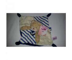 Doudou Plat Ours Ourson Pommette Intermarché Marin Matelot Goeland Mouette Brodé Beige/Crème/Écru Bleu Marine Jouet Bebe Naissance Peluche Éveil Enfant Blankie Blanket Comforter Soft Toys Plush
