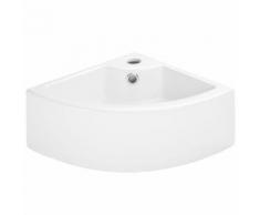 Lavabo Vasque de Salle de Bain d'Angle à Poser ou Montage Mural Design en Céramique 45 cm x 33 cm x 13 cm Blanc TECTAKE