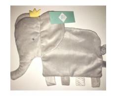 Doudou Elephant Gris Tex Baby Plat Peluche Naissance Bebe Attache Tetine Sucette Jouet Eveil Enfant