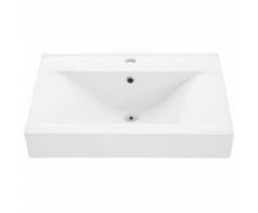 Lavabo Vasque de Salle de Bain Rectangulaire à Poser ou Montage Mural Design en Céramique 61,5 cm x 46,5 cm x 9 cm Blanc TECTAKE