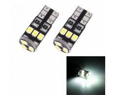 2 Pcs T10 / W5w / 194/501 1.5w 90lm 6000k 9 Smd-3528 Led Lampe De Lecture De De Dégagement Avec Décodeur, Dc 12v