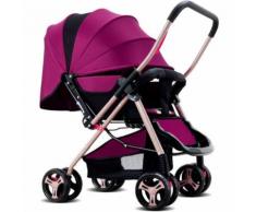 Poussette Bébé Pliable Pram Poussette Canne Avec Quatre Roues Violet