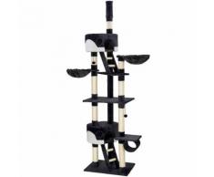 Tectake Arbre À Chat 240 Cm À 260 Cm Hansi Griffoir Avec 2 Hamacs + 2 Cabanes Noir / Blanc