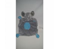 Doudou Plat Éléphant Gémo Gris Bleu Rayé Jouet Bébé Naissance Peluche Grise Éveil Enfant Blanket Comforter Soft Toys Blankie Comforter