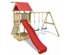 Aire De Jeux Wickey Smart Empire Portique En Bois Tour D¿Escalade Avec 2 Sièges De Balançoire, Toboggan Et Bac À Sable
