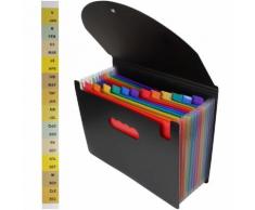 Igadgitz Home U7104 Trieur Document A4 Trieur Valisette Folder Expansible Accordéon -Noir -13 Poches