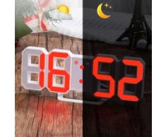 Led Rouge Numérique 3d Numéros Horloge Murale Avec 3 Niveaux De Luminosité Alarme Snooze Horloge