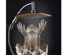 Pomme de Douche Douchette Pommeau Grand Carré Plafond Pluie Salle de Bain Shower