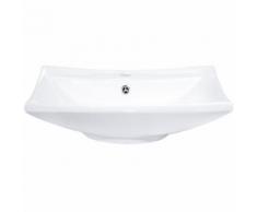 Lavabo Vasque de Salle de Bain à Poser ou Montage Mural Design en Céramique 60 cm x 44 cm x 16 cm Blanc TECTAKE
