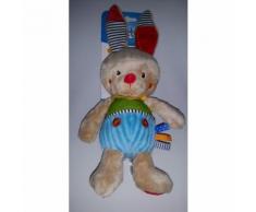 Doudou Lapin Ouatoo Baby Marron Beige/Crème/Écru Rouge Bleu Vert Maxi Toys Jouet Bebe Naissance Peluche Éveil Enfant Blanket Comforter Soft Toys 24 Cm Oreilles 9 Cm