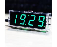 CNYO® Compact DIY Numérique LED Horloge Kit 4 chiffres Lumière Contrôle Température Date Heure Affichage W / Transparent Case pour intérieur en plein air