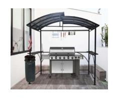 Habrita Foresta - Carport pour barbecue à double toit en acier 2,63 x 1,50 x 2,40 m gris anthracite - CAR2415AC