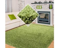 Tapis Shaggy Pile Longue Couleur Unique Vert - 200x200 Cm Carré