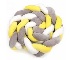 Tour De Lit Bébé Tressé Pare-Chocs Velours Protection Bébé Sécurité Tour De Canapé Souple Pour Bébé Protection Chambre Décor (2m) Jaune Gris Blanc