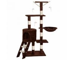 Tectake Arbre À Chat 142 Cm Dominique Griffoir 3 Souris + 1 Hamac Marron