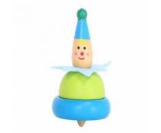 (Couleur Bleu & Vert) Toupie Classique Clown En Bois Jouet Cadeau Pour Enfant Bébé