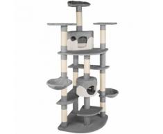 Tectake Arbre À Chat 204 Cm Nelly Griffoir 1 Corde + 2 Hamacs + 2 Cabanes Gris