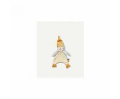 Doudou Pingouin Tape A L'oeil Gris & Ocre Bonnet Hiver Zig Zag Peluche Jouet Bébé