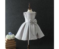 Robe De Soirée Enfant Fille,Robe De Princesse Fillette Pour Mariage/Cérémonie Col Bateau Décoré Des N¿Udss À La Taille A-Line Dos Nu En Satin Rose Bordeaux Bleu Violet Gris -Emilie Mariage