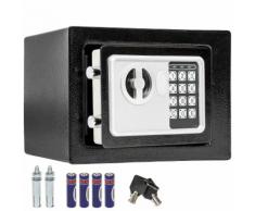 TECTAKE Coffre Fort Electronique de Sécurité en Acier + 2 Clés + Code Digital 17 cm x 23 cm x 17 cm Noir