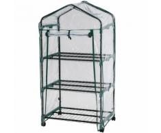 Tectake serre de jardin 3 étages mobil cadre en metal pe plastique 69x49x133 cm