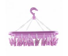 32 clips vêtements pliants cintre séchoir coupe-vent chaussettes sous-vêtements séchage rack pour enfants (violet)