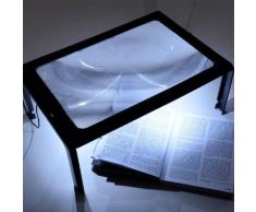 Loupe de lecture avec support pied pliable / lanière Magnifier 3 fois 27x20cm avec LED lampe